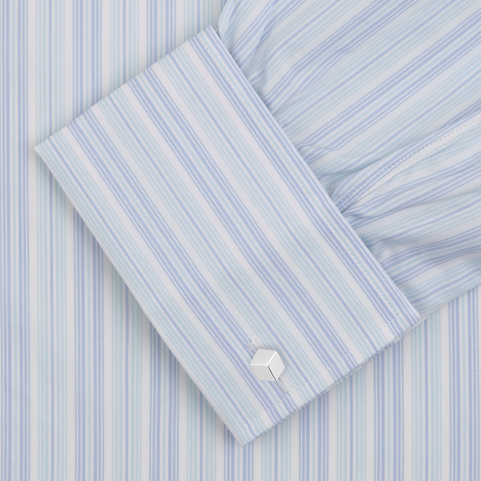 Green and Blue Group Stripe Shirt with T&A Collar and Double Cuffs