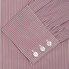 White and Burgundy Stripe Cotton Shirt with T&A Collar and 3-Button Cuffs