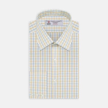 White, Gold and Blue Multi-Graph Cotton Fabric