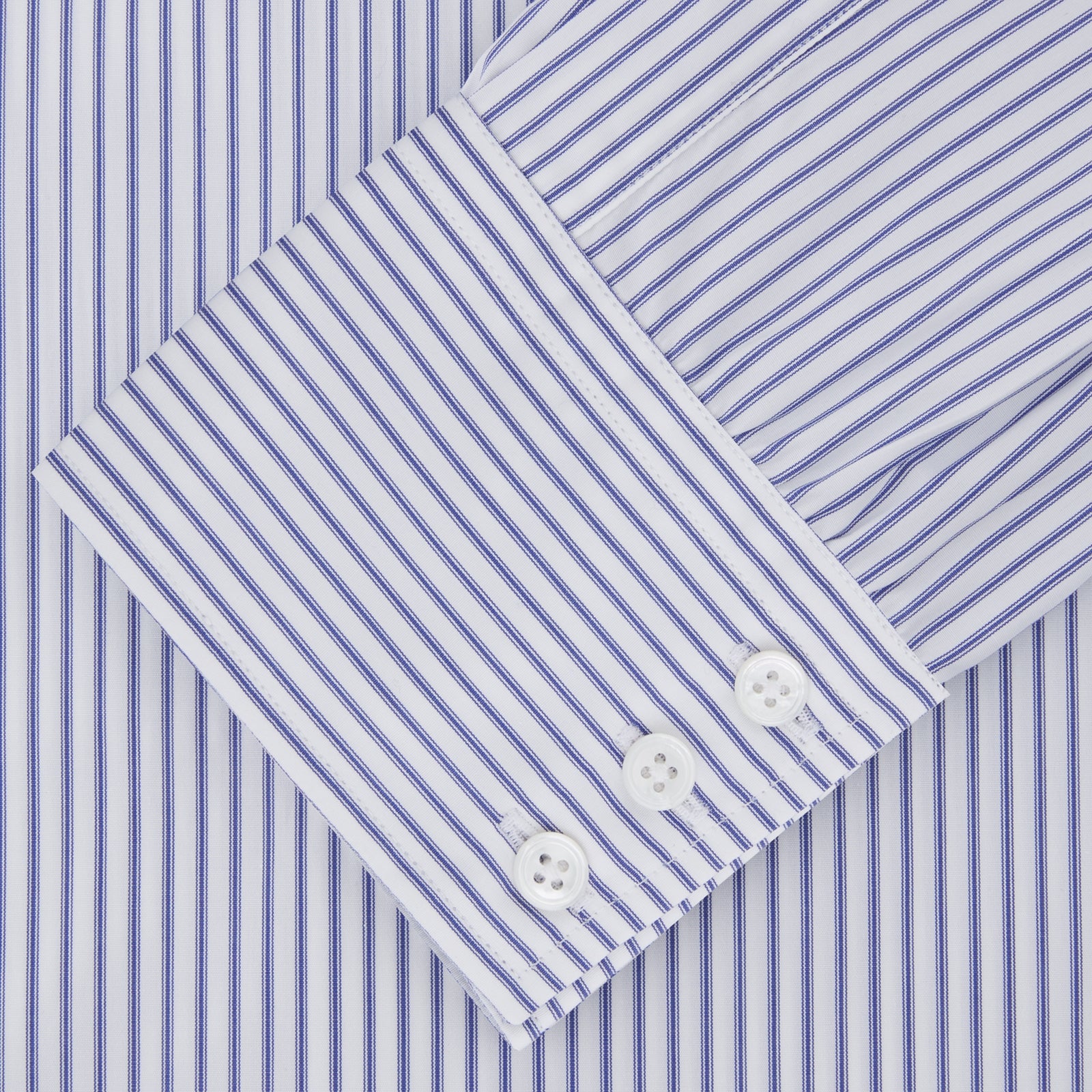 Navy Centre Stripe Shirt with T&A Collar and 3-Button Cuffs