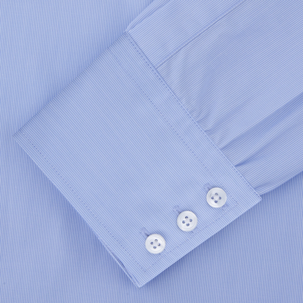 Light Blue Fine Stripe Shirt with T&A Collar and 3-Button Cuffs