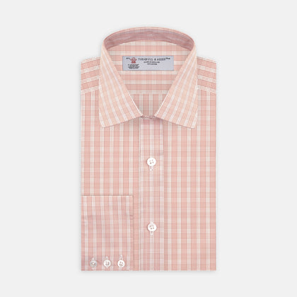 Pink and White Bold Check Shirt with T&A Collar and 3-Button Cuffs