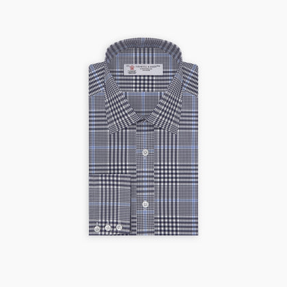 Navy and Light Blue Archive Check Shirt with T&A Collar and 3-Button Cuffs Image 2