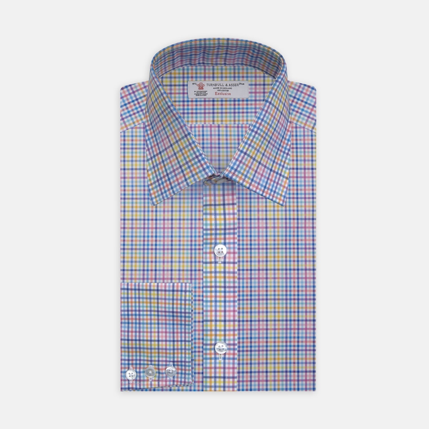 Multicoloured Graph Check Shirt with T&A Collar and 3-Button Cuffs