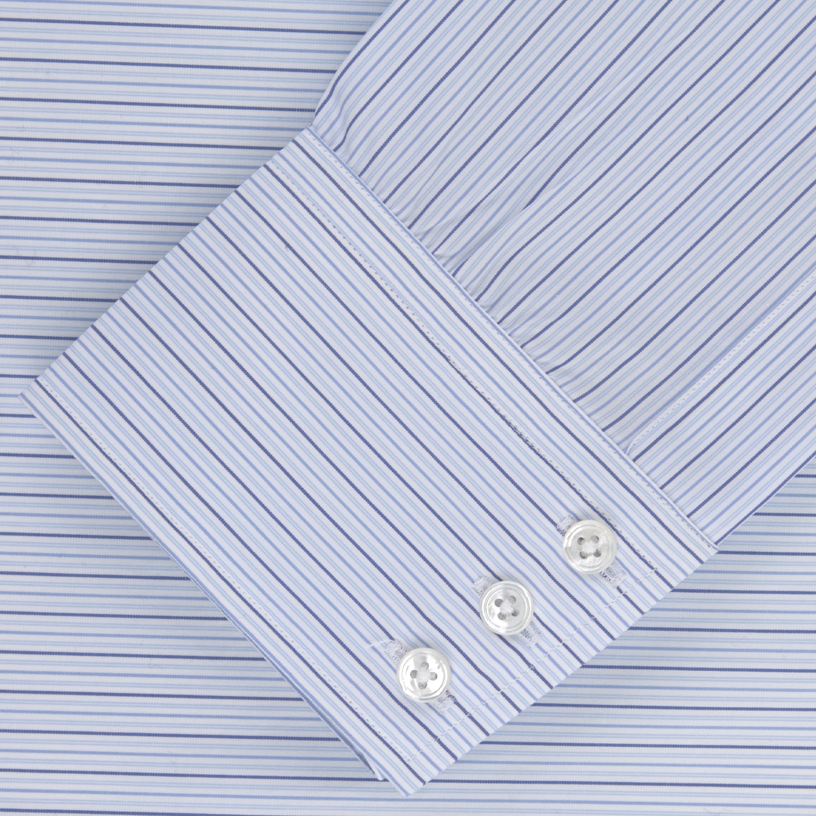 Blue Small Stripe Shirt with T&A Collar and 3-Button Cuffs