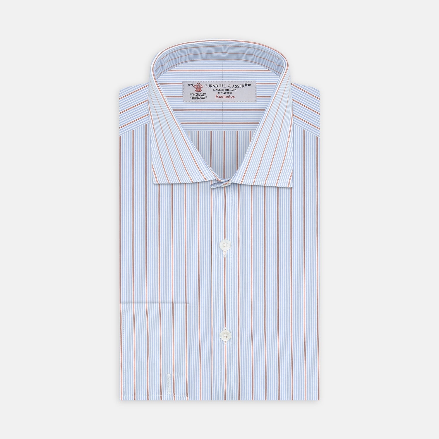 Sky Blue and Pink Pinstripe Shirt with Regent Collar and Double Cuffs