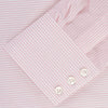 View 2 of product The Turnbull & Asser Pink and White Stripe Shirt features a POW collar and 3-button cuffs, displayed laid flat on a white background.