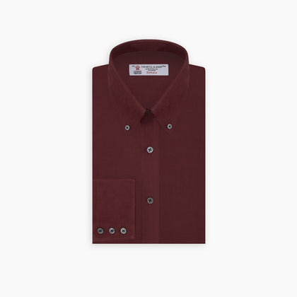 Burgundy Corduroy Cotton Shirt with Cambridge Collar and 3-Button Cuffs Image 2