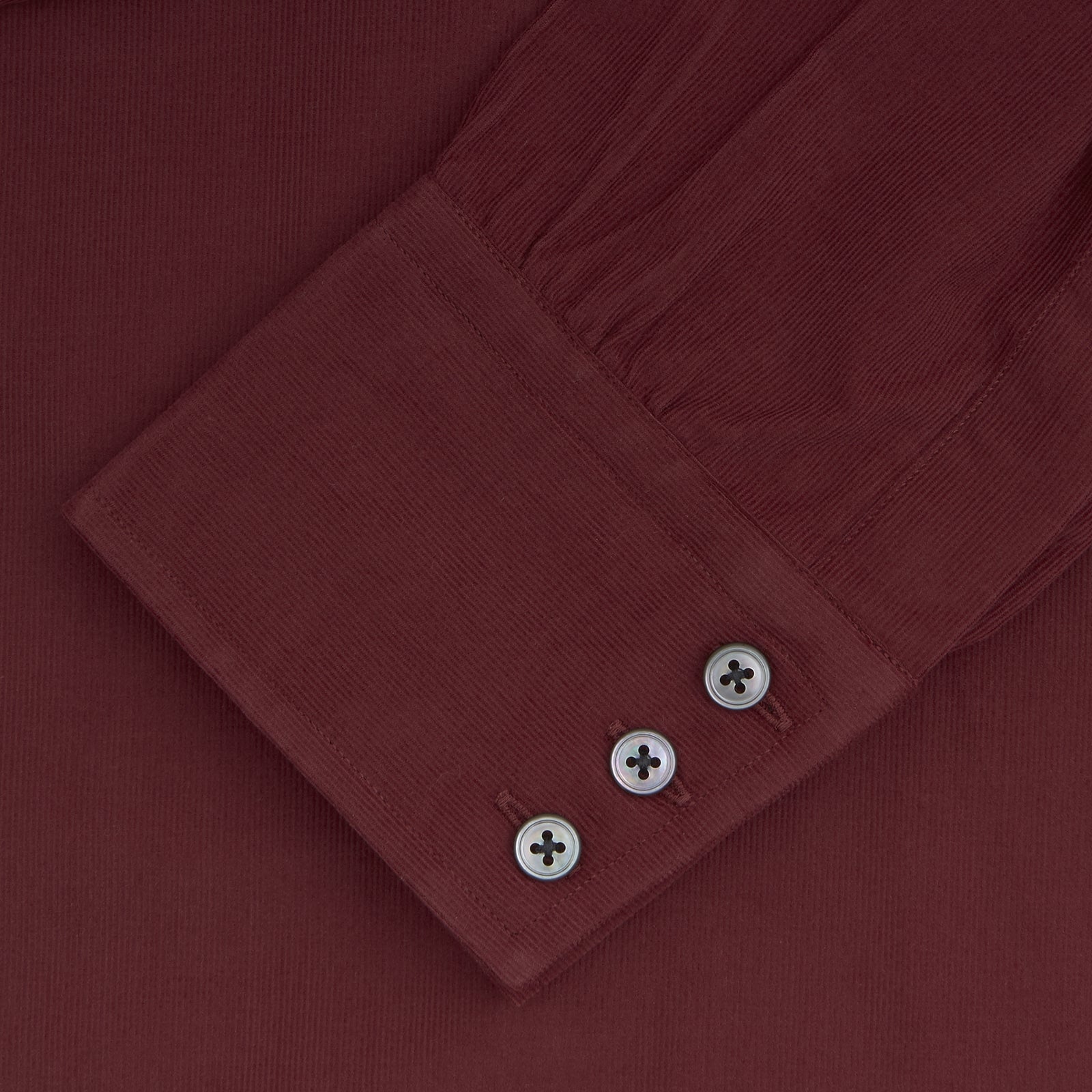 Burgundy Corduroy Cotton Shirt with Cambridge Collar and 3-Button Cuffs