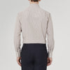 Tailored Fit Brown Fine Stripe Shirt with Bury Collar and 3-Button Cuffs