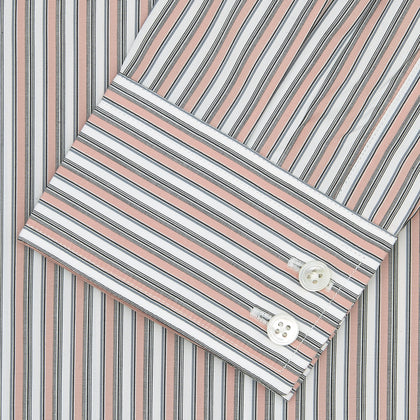 Tailored Fit Pink and Grey Drawing Stripe Shirt with Kent Collar and 2-Button Cuffs