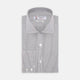 Tailored Fit Grey and White Small Check Shirt with Kent Collar and 2-Button Cuffs