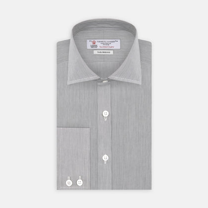 Tailored Fit Grey End-On-End Shirt with Kent Collar and 2-Button Cuffs