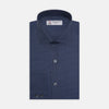 View 1 of product The Turnbull & Asser Tailored Fit Navy Check Flannel Shirt with Kent Collar and 2-button cuffs is neatly folded and displayed against a plain white background.