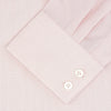 View 2 of product The Turnbull & Asser Tailored Fit Pink Fine Check Shirt features a Kent collar, 2-button cuffs, subtle check pattern, and white buttons, with a tailored fit label inside the collar.