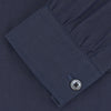 Weekend Fit Blue Cashmere Blend Shirt with Derby Collar and 1-Button Cuff