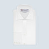View 1 of product A neatly folded white Turnbull & Asser shirt, tailored fit with a Kent collar and 3BC PLA details, pearl-like buttons, and signature cuffs, is displayed against a light grey background. The label reads Turnbull & Asser.