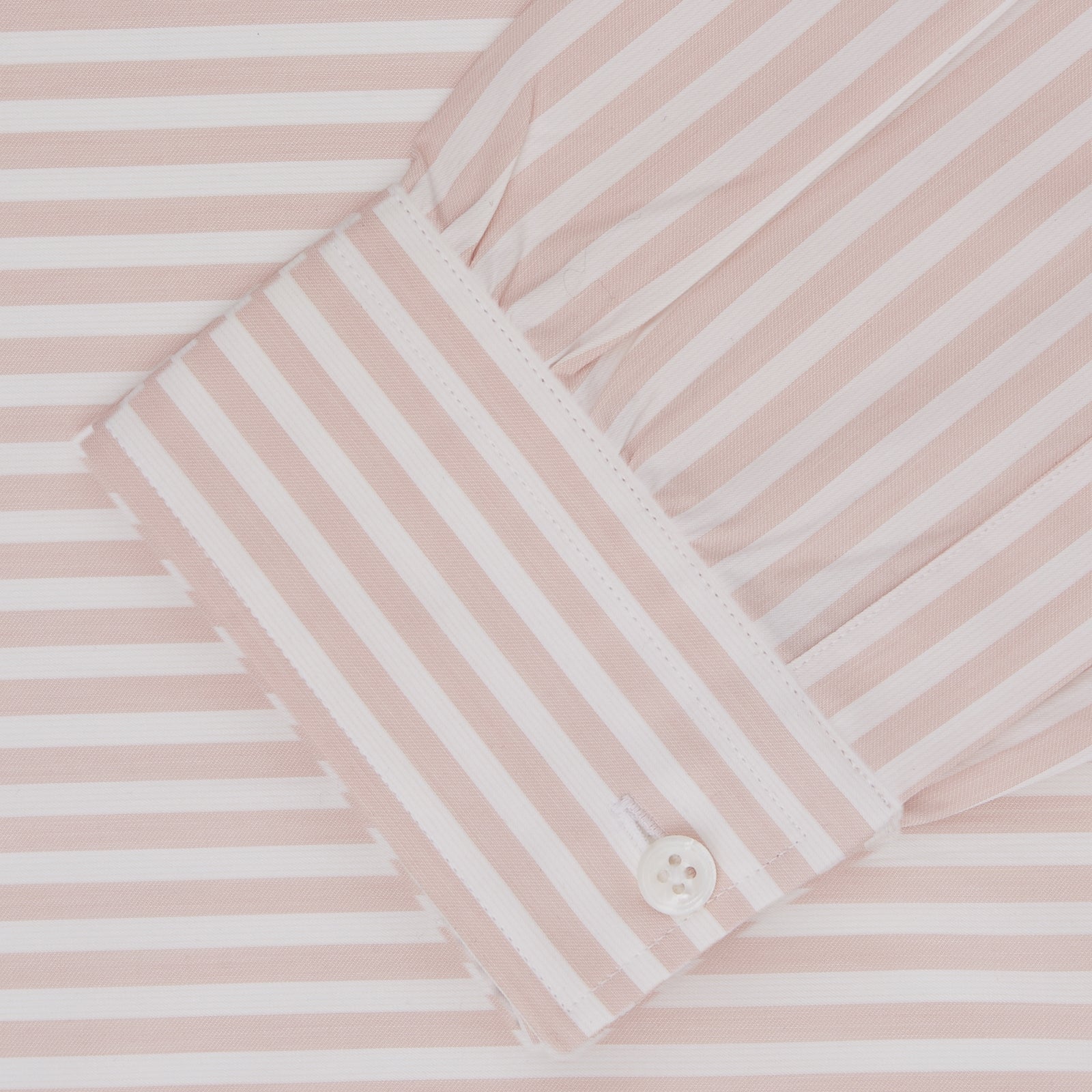 View 2 of product The Turnbull & Asser Weekend Fit Pink Stripe Cotton Shirt features a Dorset collar, 1-button cuffs, and light pink and white vertical stripes—perfect for the season.