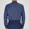 View 3 of product A neatly folded Turnbull & Asser Dark Blue Denim-Cashmere Dress Shirt with T&A collar and 3-button cuffs, showcased on a plain light background, offers a refined formal alternative.