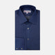 Dark Blue Denim-Cashmere Dress Shirt with T&A Collar and 3-Button Cuffs