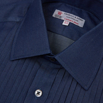 Dark Blue Denim-Cashmere Dress Shirt with T&A Collar and 3-Button Cuffs Image 3
