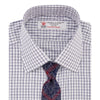 Navy and White Multi Check Sea Island Quality Cotton Shirt with Classic T&A Collar