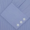 View 2 of product A Turnbull & Asser Blue Hairline Stripe Shirt with a Regent collar and 3-button cuffs is neatly folded, white label visible inside the collar, and displayed on a plain white background.