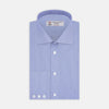View 1 of product A Turnbull & Asser Blue Hairline Stripe Shirt with a Regent collar and 3-button cuffs is neatly folded, white label visible inside the collar, and displayed on a plain white background.