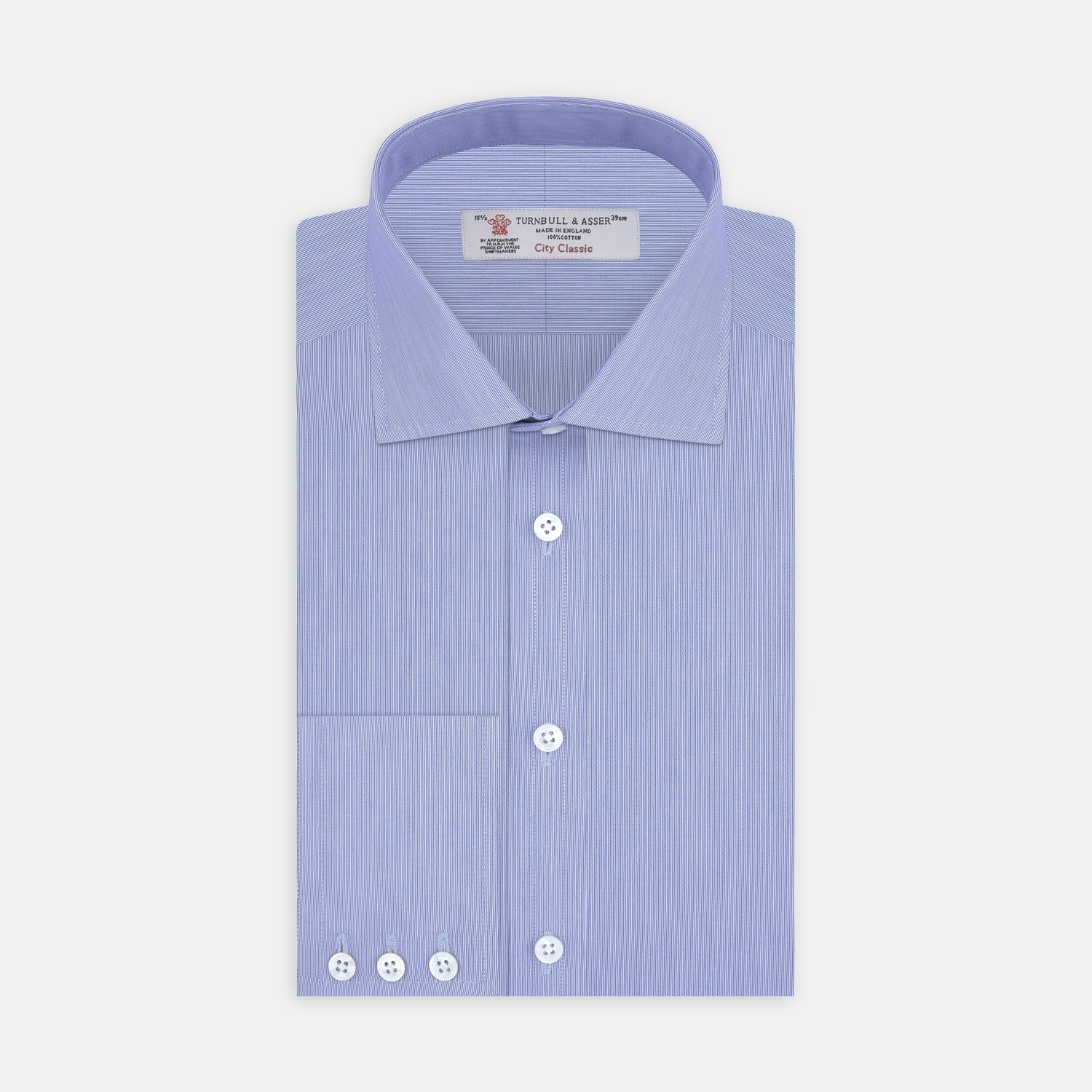 Blue Hairline Stripe Shirt with Regent Collar and 3-Button Cuffs