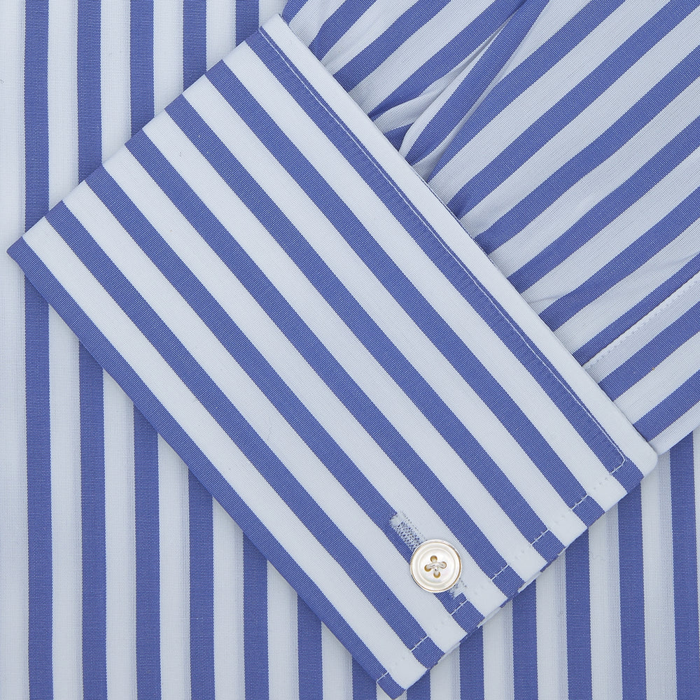 Blue & White Candy Stripe Shirt With Regent Collar & Double Cuffs ...