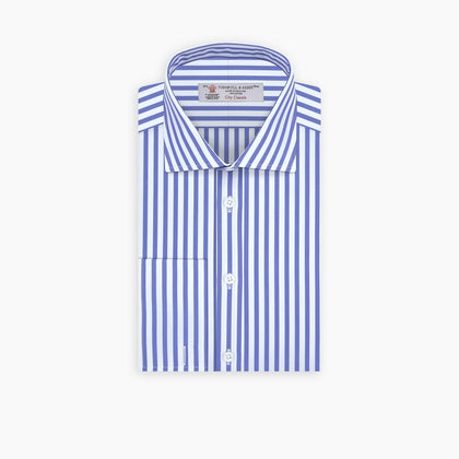 Blue and White Candy Stripe Shirt with Regent Collar and Double Cuffs Image 2