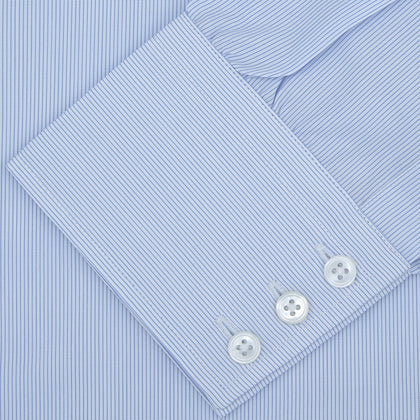 Blue Hairline Stripe Shirt with T&A Collar and 3-Button Cuffs