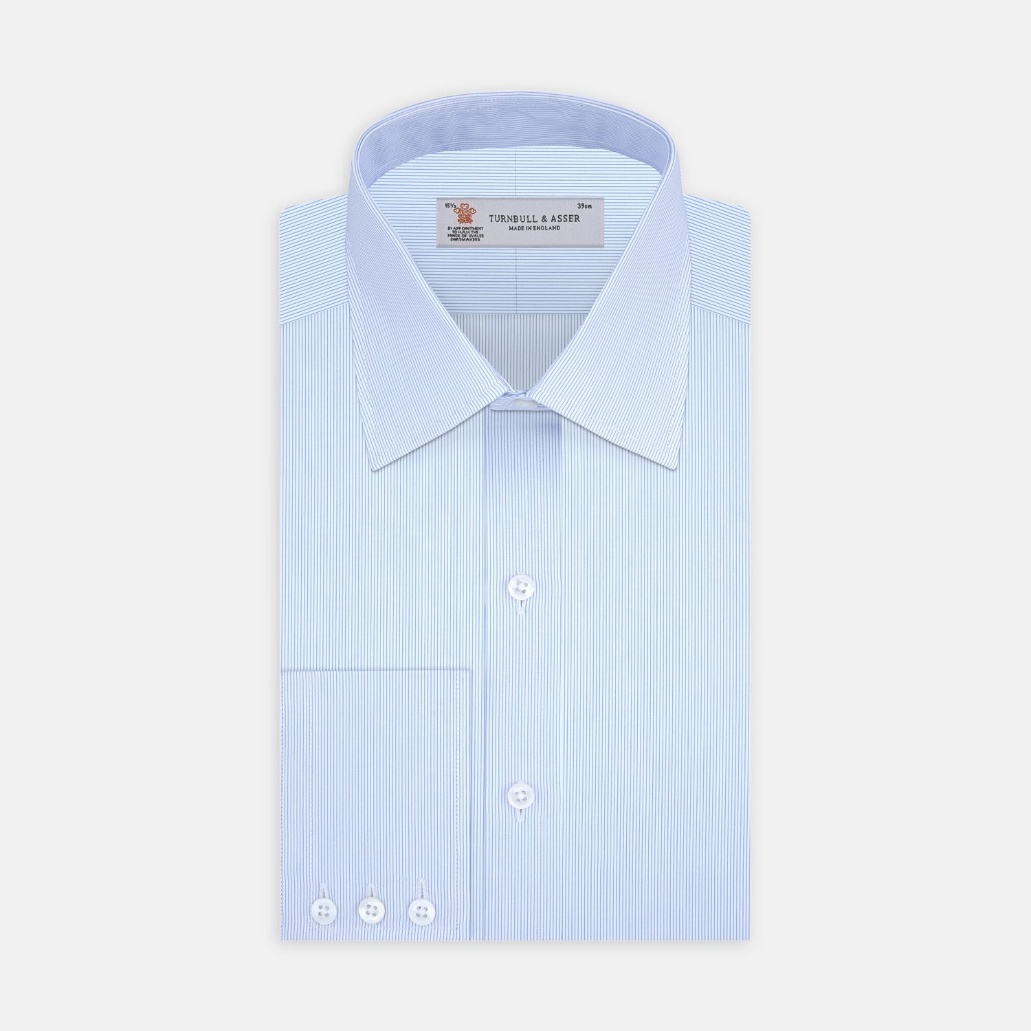 Blue Hairline Stripe Shirt with T&A Collar and Double Cuffs