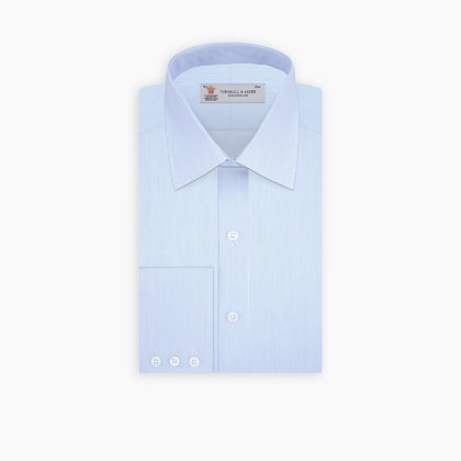 Blue Hairline Stripe Shirt with T&A Collar and Double Cuffs Image 2