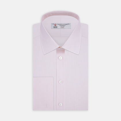 Pink Hairline Stripe Cotton Shirt with T&A Collar and Double Cuffs