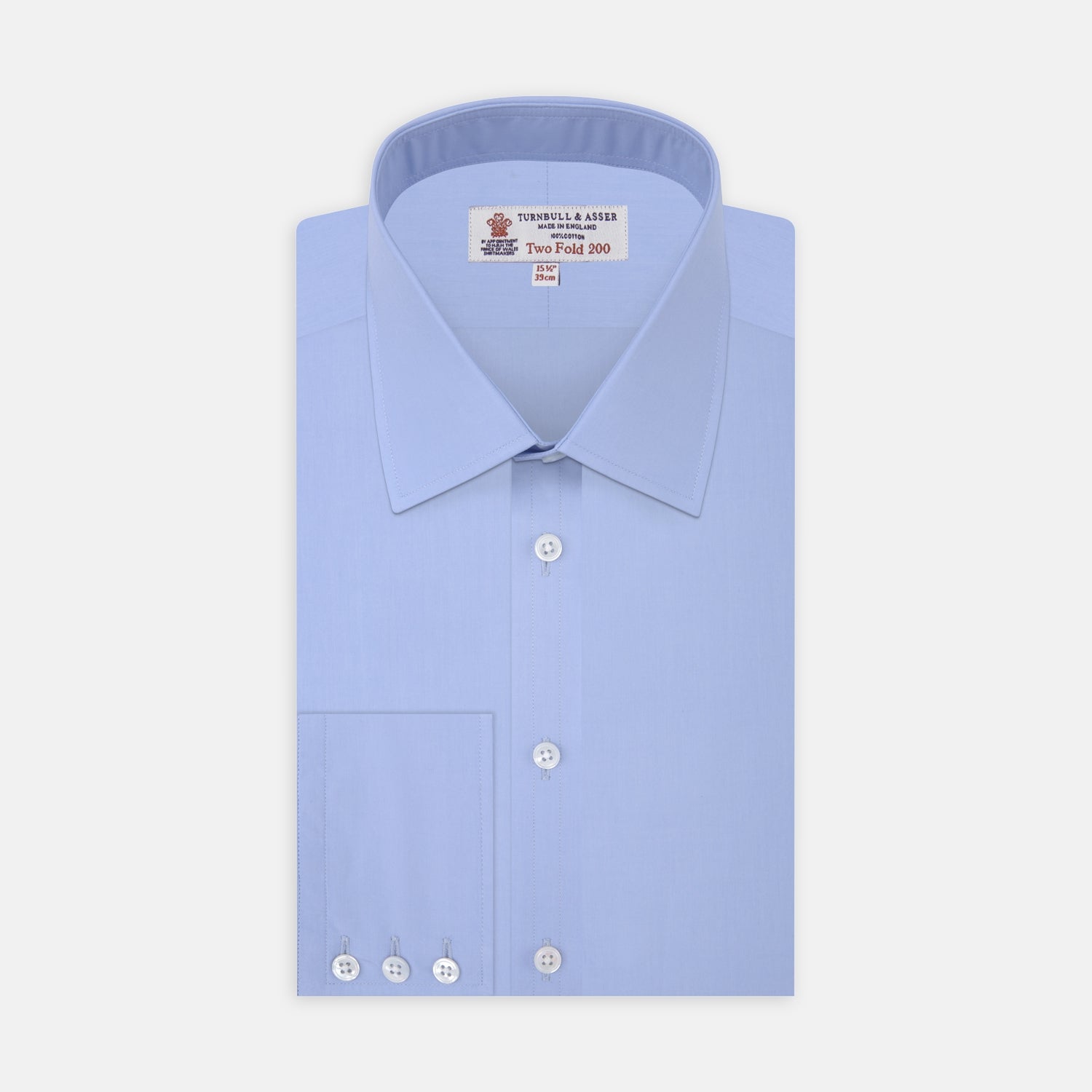 Two-Fold 200 Blue Cotton Shirt with T&A Collar and 3-Button Cuffs