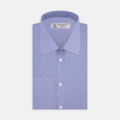 Dark Blue Sea Island Quality Cotton Shirt with T&A Collar and Double Cuffs