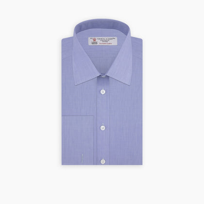Dark Blue Sea Island Quality Cotton Shirt with T&A Collar and Double Cuffs Image 2