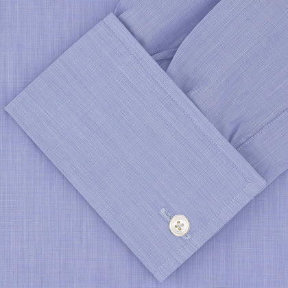 Dark Blue Sea Island Quality Cotton Shirt with T&A Collar and Double Cuffs