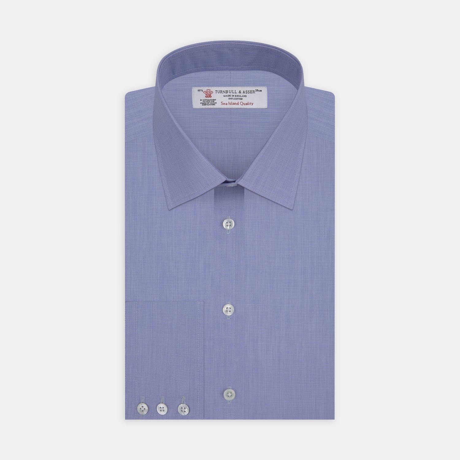 Dark Blue Sea Island Quality Cotton Shirt with T&A Collar and 3-Button Cuffs