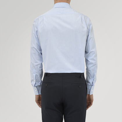 Blue West Indian Sea Island Cotton Shirt with T&A Collar and 3-Button Cuffs Image 2