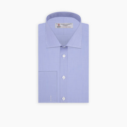 Blue Fine Check Sea Island Quality Cotton Shirt with Regent Collar and Double Cuffs Image 2