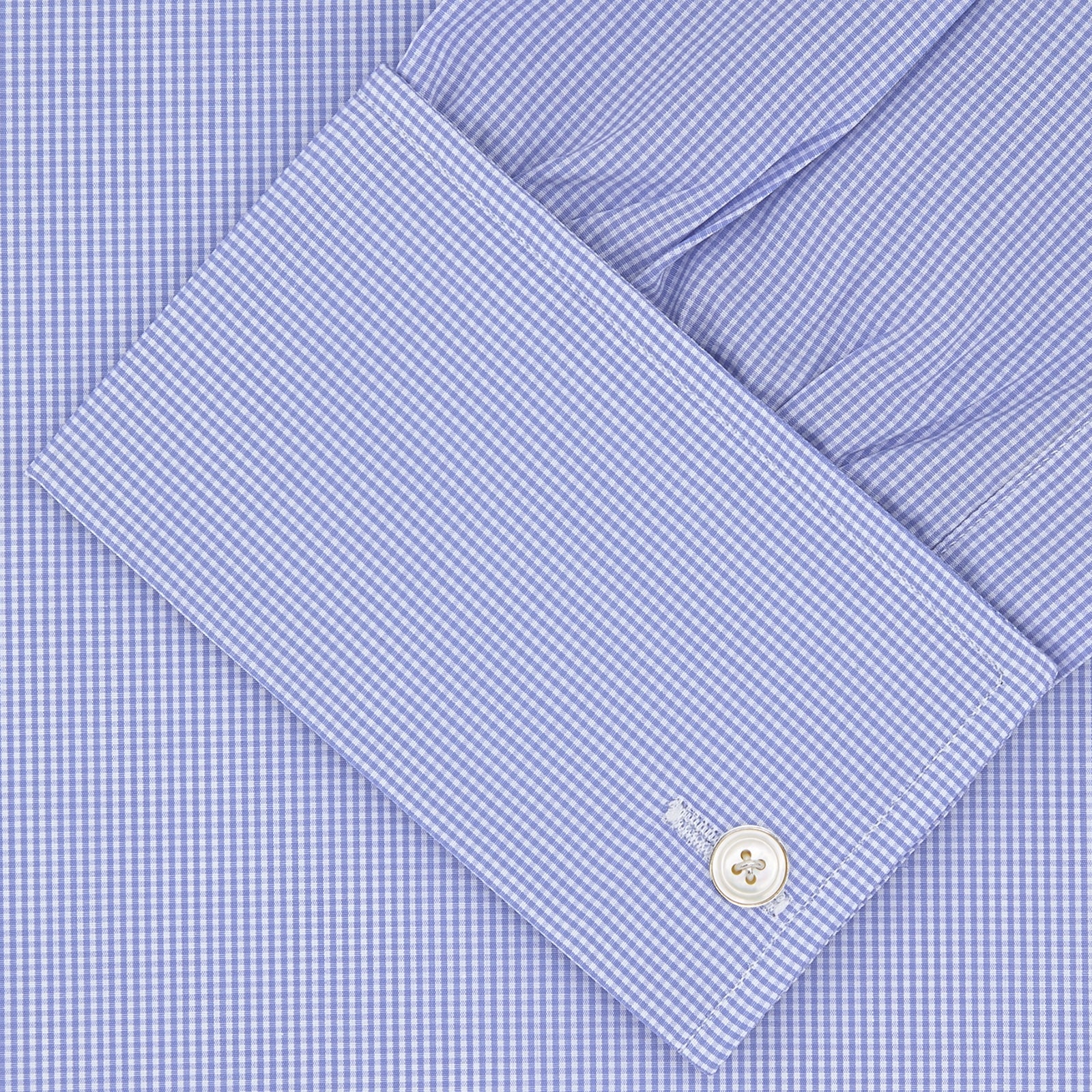 Blue Fine Check Sea Island Quality Cotton Shirt with Regent Collar and Double Cuffs