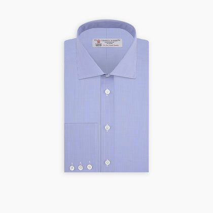 Blue Fine Check Sea Island Quality Cotton Shirt with Regent Collar and 3-Button Cuffs Image 2