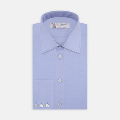 Blue Sea Island Quality Cotton Twill Shirt with T&A Collar and 3-Button Cuffs