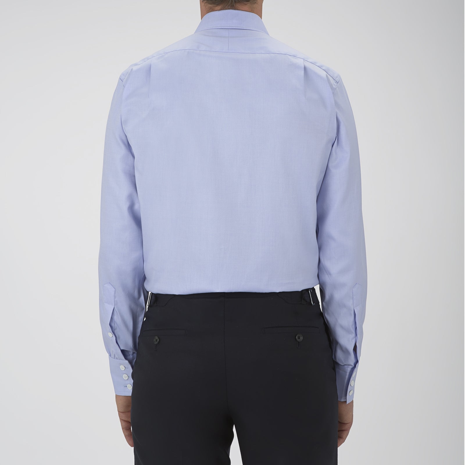 Blue Sea Island Quality Cotton Twill Shirt with T&A Collar and 3-Button Cuffs