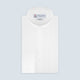 Weekend Fit Cream Linen Shirt with Stand Collar and 1-Button Cuff