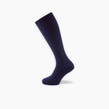 Navy 3/4 Length Cashmere Socks Image 2