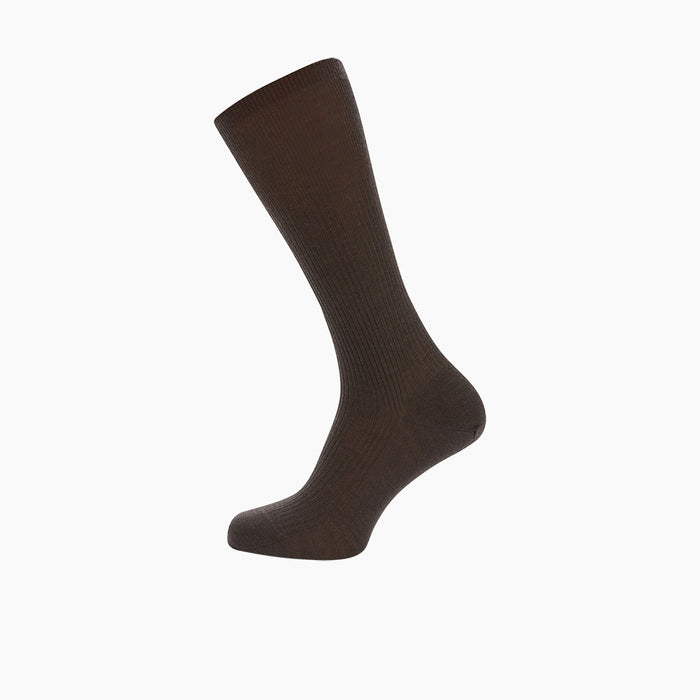 Chocolate Brown Mid-Length Merino Wool Socks Image 2