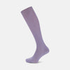 View 1 of product A single Lilac Long Merino Wool Sock by Turnbull & Asser is shown in side profile on a plain light gray background, featuring a ribbed texture and knee-high length.